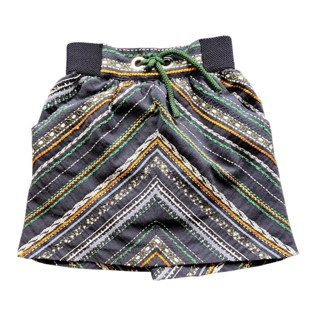 Zara Girls Navy Blue Chevron Embroidered Woven Mini Skirt Kids Size 6